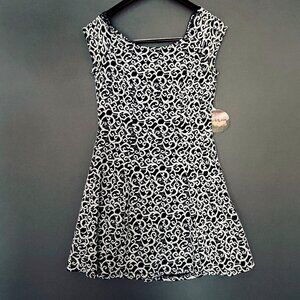 NWT Bebop Navy Embroidered Mesh A Line Mini Dress Women's Small